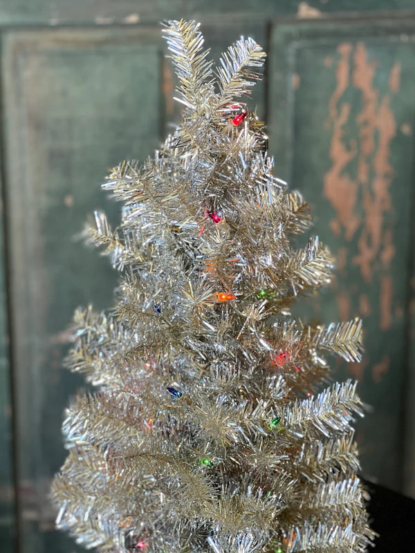 2' Pre-Lit Tinsel Tree