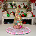 Exclusive Retro Pink Santa 14" Mini Tree Skirt on tree