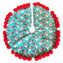 Exclusive Retro Turquoise & Red Santa 14" Mini Tree Skirt