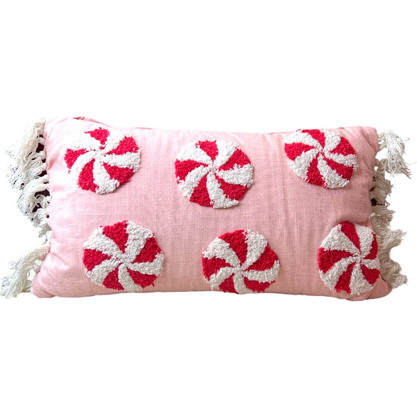 Pink Peppermint Candy Throw Pillow