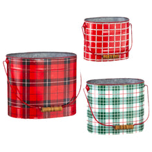 Plaid metal bucket set of 3