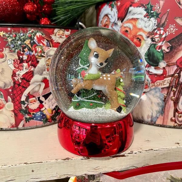 Retro Deer or Elf Snow Globe- Deer