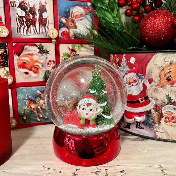 Retro Deer or Elf Snow Globe- Elf