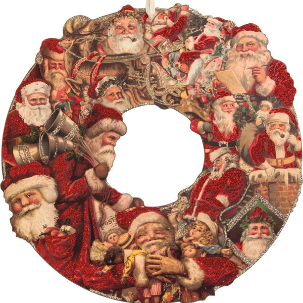 Vintage-Inspired Santa Postcard Wreath