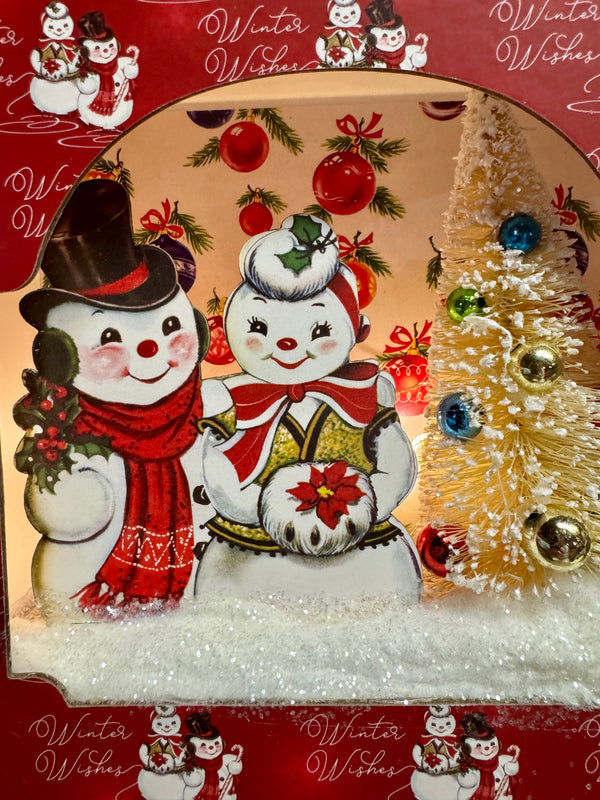 Lighted Magic Of Christmas Snowmen Shadow Box