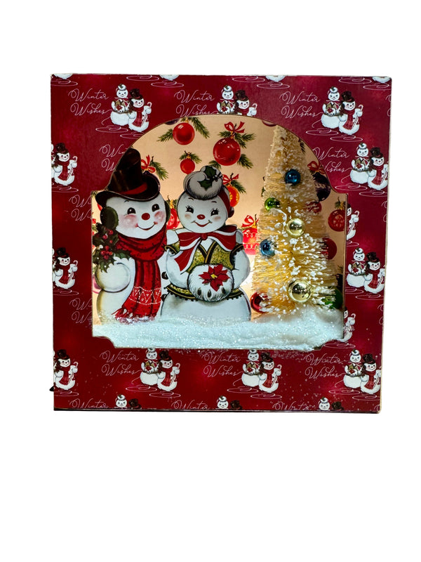 Lighted Magic Of Christmas Snowmen Shadow Box