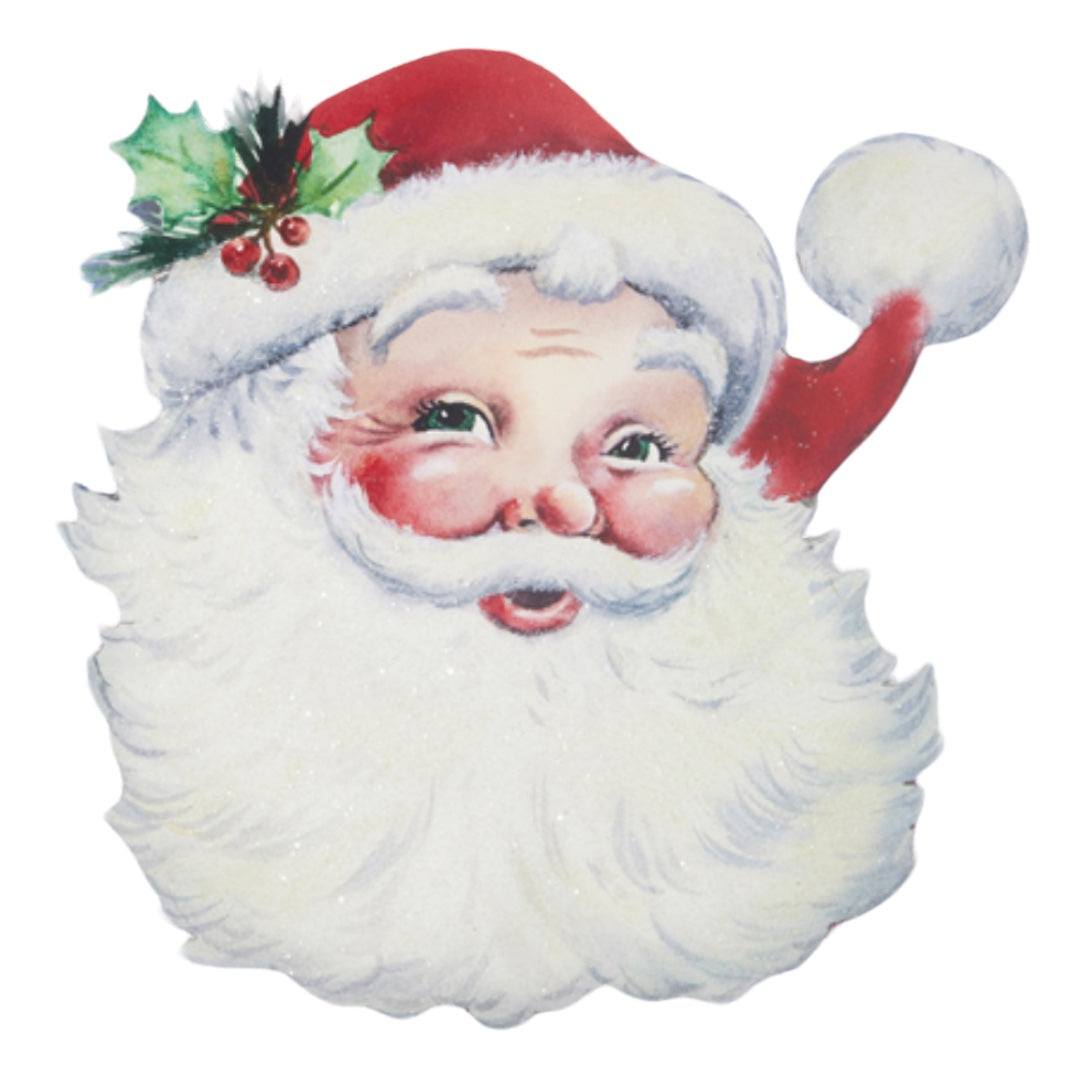 Retro Jolly Santa Face Wall Art Candy Cane Christmas Company