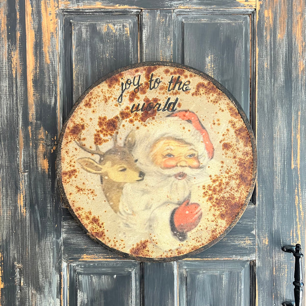 santa and reindeer vintage inspired sign