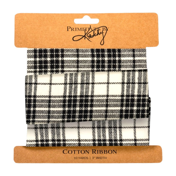 Black/White Plaid Cotton Ribbon
