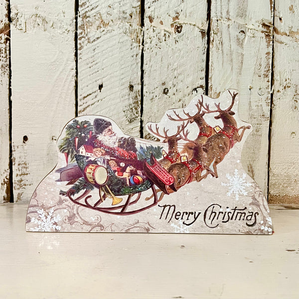 Retro Santa's Sleigh Ride Dummy Board Sign