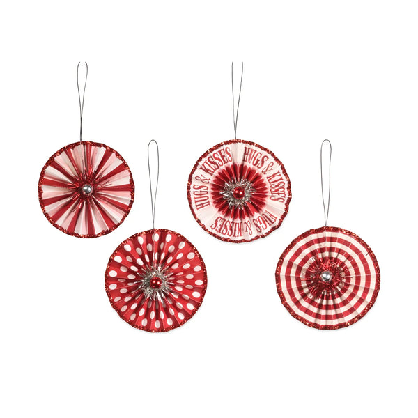 Beaded Valentine's Day Rosette Ornament Set of 4