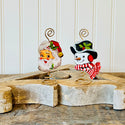 retro santa and snowman placard holders