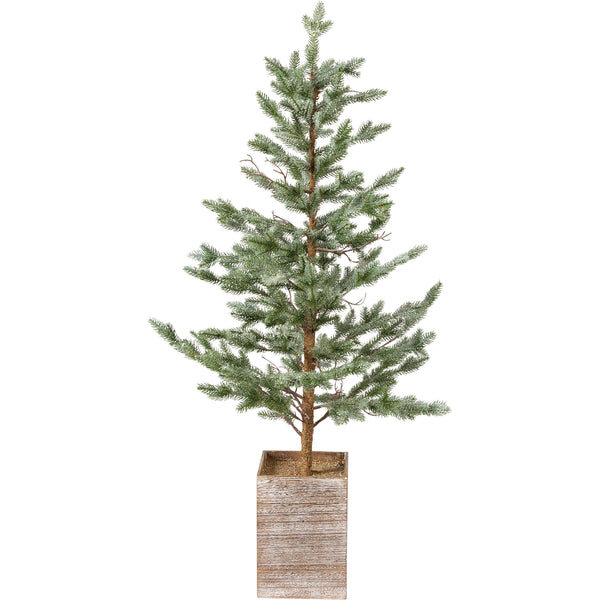 Green Bristle 48" Tree With Glitter & Wooden Base