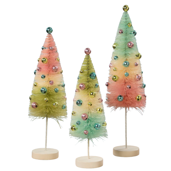 Pastel Confetti Bottle Brush Tree Set of 3