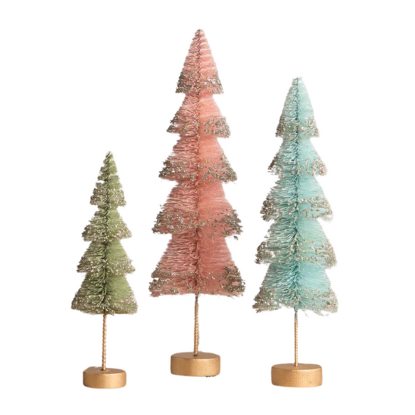 Pastel Layered Bottle Brush Tree Set