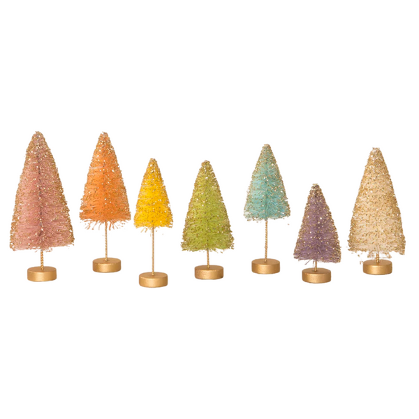 Pastel Rainbow Forest Bottlebrush Tree Set of 7