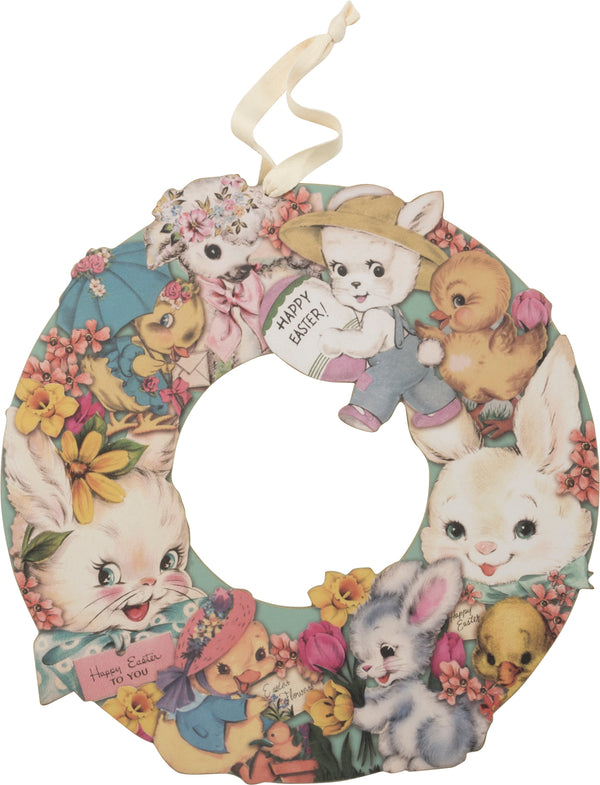 Retro Wooden Easter Wreath
