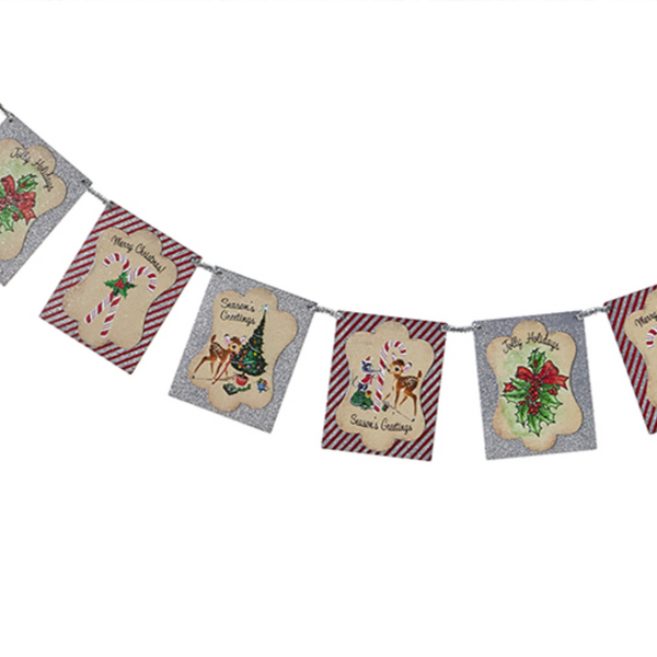 Retro Postcard & Tinsel 4' Garland