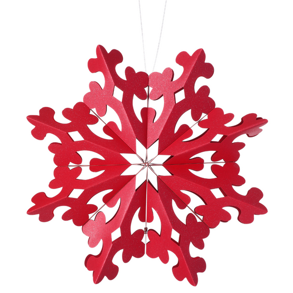 11.75"H Red Paper Snowflake Ornament