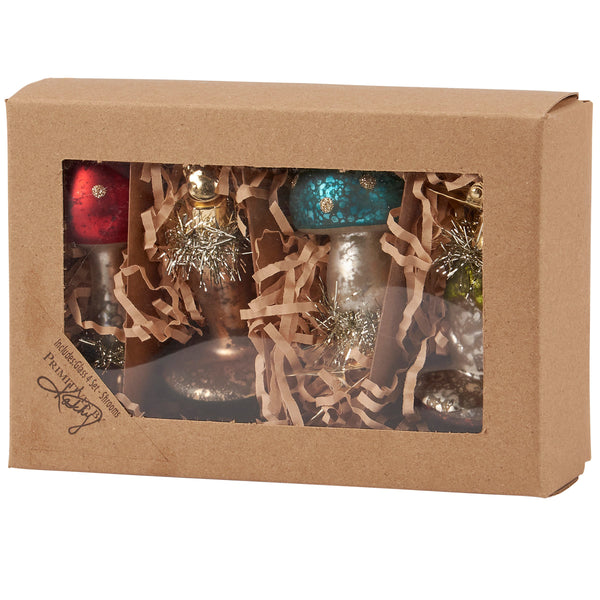 Glass Mushroom Clip-On Ornament Set