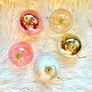 Pink, Pearl & Glam Hue 3" Glass Ornament Set of 5