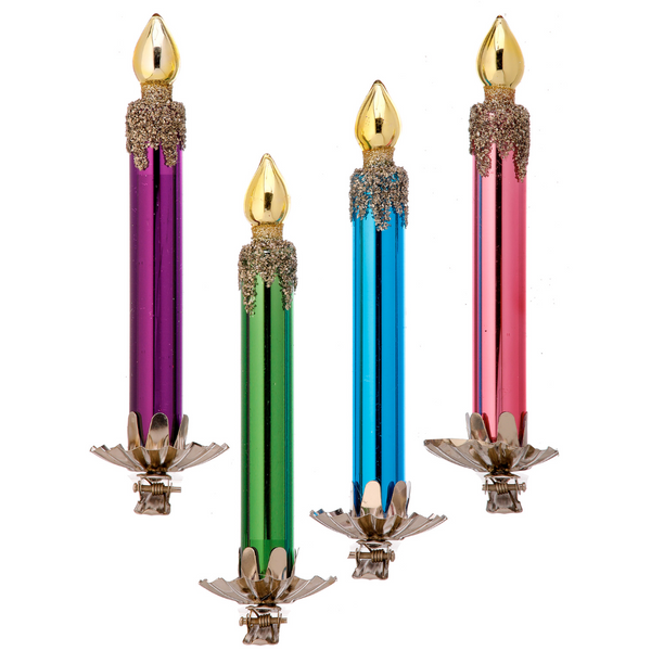 Colorful Retro Clip-On Candle Ornament Set