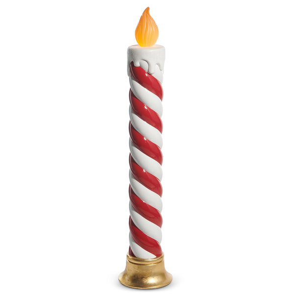 38" Red and White Swirl Candle