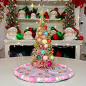Exclusive Retro Pink Santa 14" Mini Tree Skirt on tree