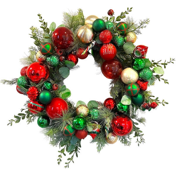 Exclusive Retro Shiny Brite Bauble 24" Wreath