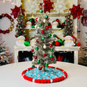 Exclusive Retro Turquoise & Red Santa 14" Mini Tree Skirt on Tree