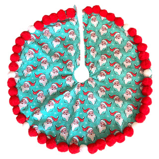 Exclusive Retro Turquoise & Red Santa 14" Mini Tree Skirt