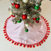 Exclusive Reversible Pink Satin/Red Velvet 14" Mini Tree Skirt Red Border