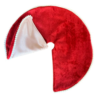 Exclusive Reversible Pink Satin/Red Velvet 14" Mini Tree Skirt White Border Flip