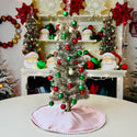 Exclusive Reversible Pink Satin/Red Velvet 14" Mini Tree Skirt Pink on Tree