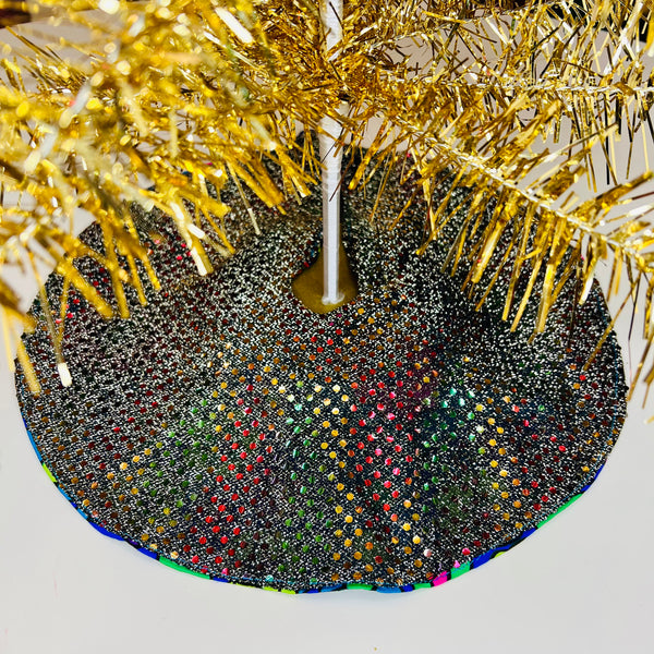 Exclusive Reversible Sequin/Party Print 14" Mini Tree Skirt Gold Tree