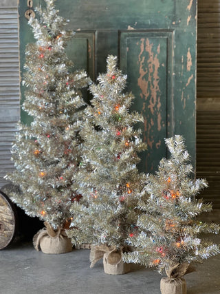 3' Pre-Lit Tinsel Tree