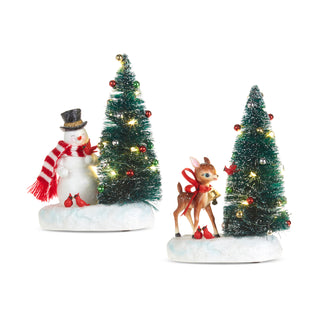 Light-Up Holiday Scene- Deer & Snowman Options