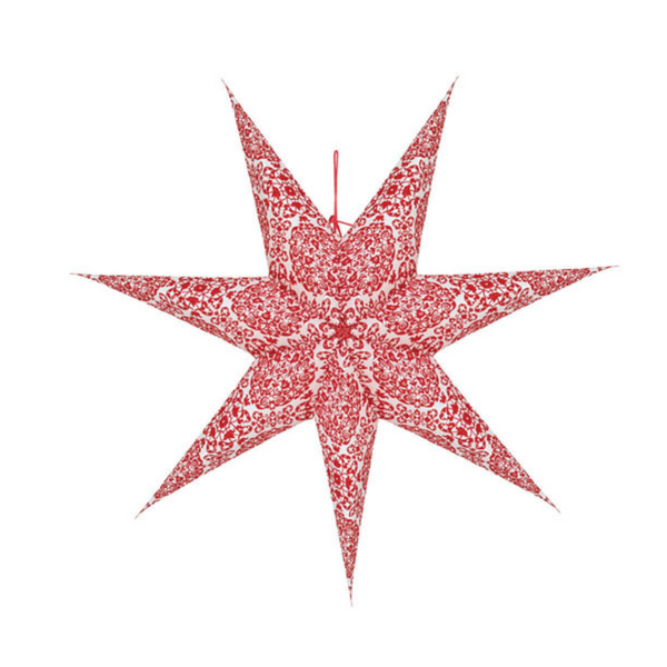 Light-Up Red Printed Paper Star 24" Ornament- Style A