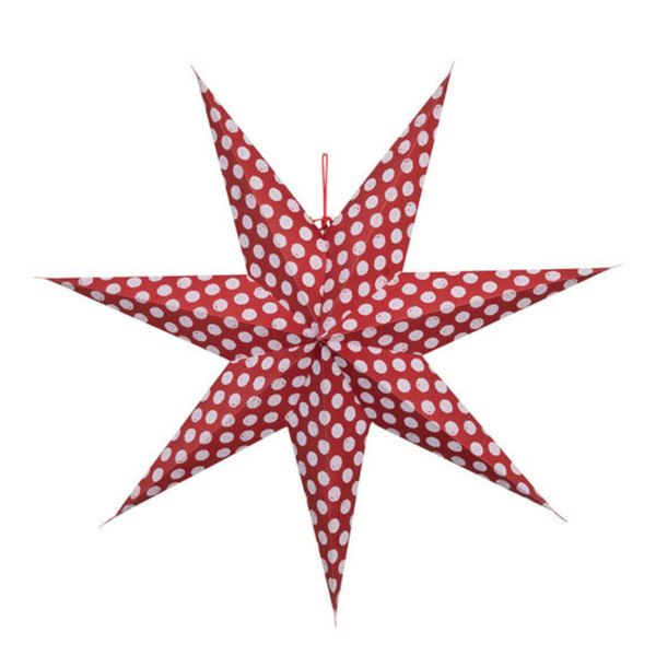 Light-Up Red Printed Paper Star 24" Ornament- Style D