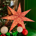 Light-Up Red Printed Paper Star 24" Ornament- A Lit Up