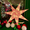 Light-Up Red Printed Paper Star 24" Ornament-  B Lit UP