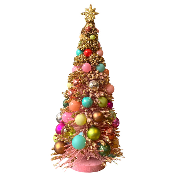 Merry & Bright Pink & Gold Bauble Bottlebrush Tree- Large