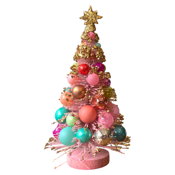 Merry & Bright Pink & Gold Bauble Bottlebrush Tree- Medium
