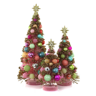 Merry & Bright Pink & Gold Bauble Bottlebrush Tree