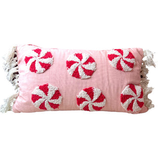 Pink Peppermint Candy Throw Pillow