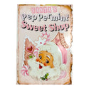 Pink Santa's Peppermint Sweet Shop Metal Sign