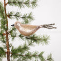 Pink & Silver Tinsel Clip-On Bird Ornament on a Tree