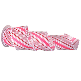 Red/Pink Candy Stripe Wired Ribbon