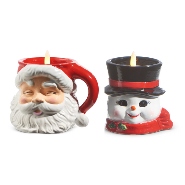 Retro Battery Candle- Santa Or Snowman