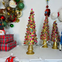 Retro Bits & Baubles Beaded Tabletop Tree- On Mantle
